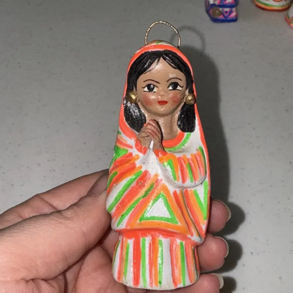 VTG Mexican Hand Painted Folk Art Clay Nacimientos Nativity 10pc Bright SEE PICS